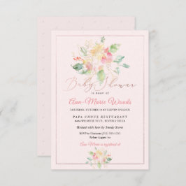 PixDezines水彩赤面スイートピーズベビーシャワー 招待状