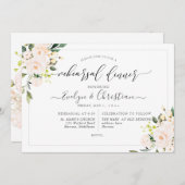 PixDezines水彩赤面バラ 招待状 (正面/裏面)