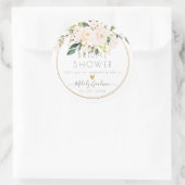 PixDezines水彩赤面バラ+緑 ラウンドシール (バッグ)