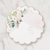 PixDezines水彩赤面ピンクのバラBaptism フェイバータグ (裏面)