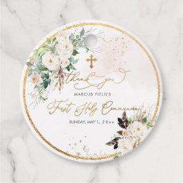 PixDezines水彩赤面ピンクのバラCommunion フェイバータグ