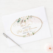 PixDezines水彩赤面ピンクのバラCommunion C 楕円形シール (封筒)