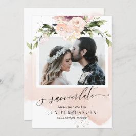 PixDezines水彩赤面ピンクダスティーバラ 招待状