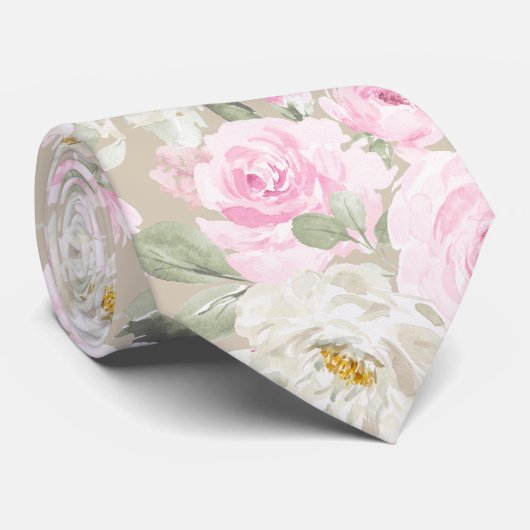 PixDezines水彩赤面ピンクローズDIY Bckgrnd ネクタイ (ロール)