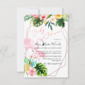 PixDezines水彩赤面フラミンゴスベビーシャワー 招待状 (正面)