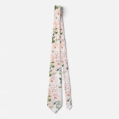 PixDezines水彩赤面牡丹バラネックタイ ネクタイ (正面)