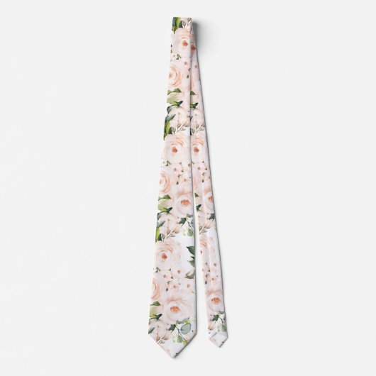 PixDezines水彩赤面牡丹バラネックタイ ネクタイ (正面)