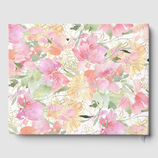 PixDezines水彩赤面Sweetpeaバルミツワー ゲストブック (裏面)