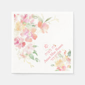 PixDezines水彩赤面Sweetpea(ユダヤ教の)バル・ミツバー スタンダードカクテルナプキン (正面)