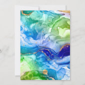 PixDezines水彩金ゴールド+インクグリーンブルー（ユダヤ教の）バル・ミツバー 招待状 (裏面)