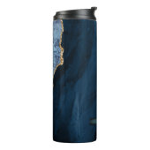 PixDezines水彩青い瑪瑙金ゴールドフェイク静脈 タンブラー (回転左)