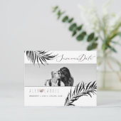 PixDezines水彩黒手のひら、日付を保存 ポストカード (スタンド正面)