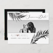 PixDezines水彩黒手のひら、日付を保存 ポストカード (正面/裏面)