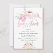 PixDezines水彩、ピンクの牡丹ベビーシャワー 招待状 (正面)