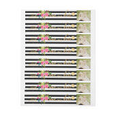 PixDezines水彩/フローラ/ストライプ金ゴールド ラップアラウンド宛名ラベル (シート)