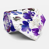 PixDezines水彩Sweetpeas紫色 ネクタイ (ロール)