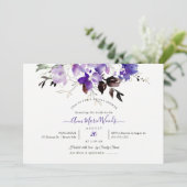 PixDezines水彩Sweetpeas紫色 招待状 (スタンド正面)