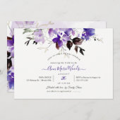 PixDezines水彩Sweetpeas紫色 招待状 (正面/裏面)