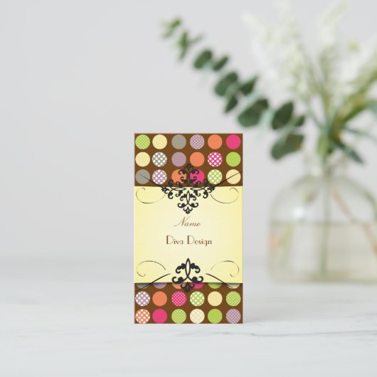 PixDezines水玉模様| DIY背景色！ 名刺 (スタンド正面)