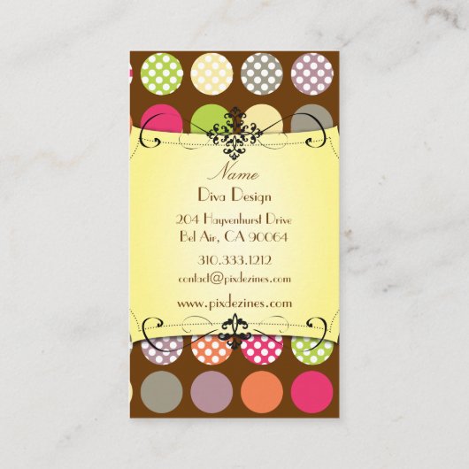 PixDezines水玉模様| DIY背景色！ 名刺 (裏面)