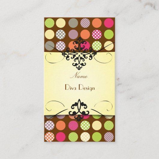 PixDezines水玉模様| DIY背景色！ 名刺 (正面)