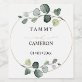 PixDezines水素朴色グリーナリーユーカリ ワインラベル (シングルラベル)