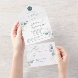 PixDezines水素朴色ブルーガムユーカリA オールインワン招待状