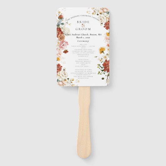 PixDezines水素朴色秋ガーデンフラワー ハンドファン (正面)