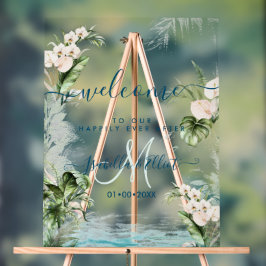 PixDezines熱帯ジャングルの葉 アクリルサイン