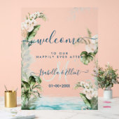 PixDezines熱帯ジャングルの葉 アクリルサイン (ウェディング)