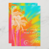 PixDezines熱帯フラ+旋回 招待状 (正面/裏面)