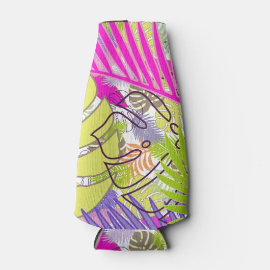 PixDezines熱帯雨林/DIY背景色 ボトルクーラー (正面)