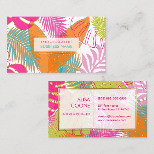 PixDezines熱帯雨林/DIY背景色 名刺 (正面/裏面)