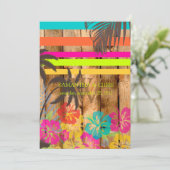 PixDezines熱帯/ビーチのグランジテーマ/DIYカラー 招待状 (スタンド正面)