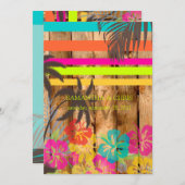 PixDezines熱帯/ビーチのグランジテーマ/DIYカラー 招待状 (正面/裏面)