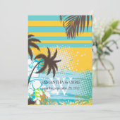 PixDezines熱帯/ビーチのグランジテーマ/DIYカラー 招待状 (スタンド正面)