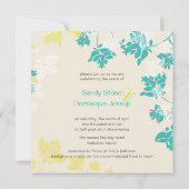 PixDezines熱帯/黄色+ティール（緑がかった色）の花 招待状 (裏面)
