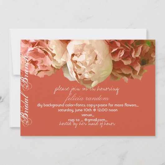 PixDezines珊瑚礁の牡丹/アヤグサ/ブライダル枝 招待状 (裏面)