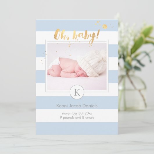 PixDezines生誕アナウンス/DIYcolorのストライプ 案内状 (スタンド正面)