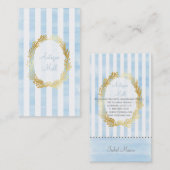 PixDezines白いストライプ/プラシッドのデジタル水色 名刺 (正面/裏面)