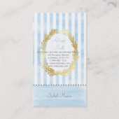 PixDezines白いストライプ/プラシッドのデジタル水色 名刺 (裏面)