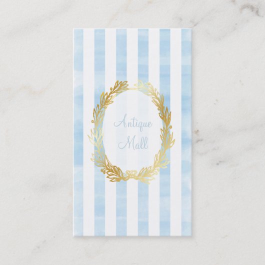 PixDezines白いストライプ/プラシッドのデジタル水色 名刺 (正面)