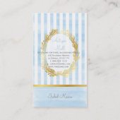 PixDezines白いストライプ/プラシッドのデジタル水色 名刺 (裏面)