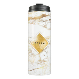 PixDezines白大理石フェイク金ゴールド脈 タンブラー