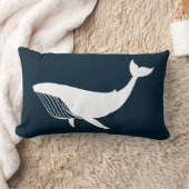 PixDezines白+青の青いクジラ/ダイバックグラウンド ランバークッション (ブランケット)