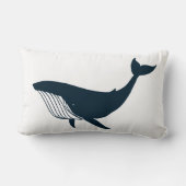 PixDezines白+青の青いクジラ/ダイバックグラウンド ランバークッション (裏面)