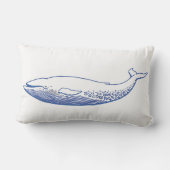 PixDezines白+青の青いクジラ/ダイバックグラウンド ランバークッション (裏面)