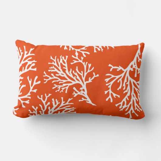 PixDezines白+青サンゴ/ダイバックグラウンド ランバークッション (正面)