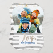 PixDezines目まいがする銀ストライプのホリデーカード シーズンカード (正面/裏面)