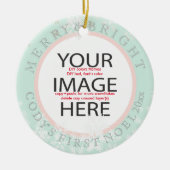 PixDezines私たちの初めてのクリスマス写真/DIYカラー セラミックオーナメント (正面)